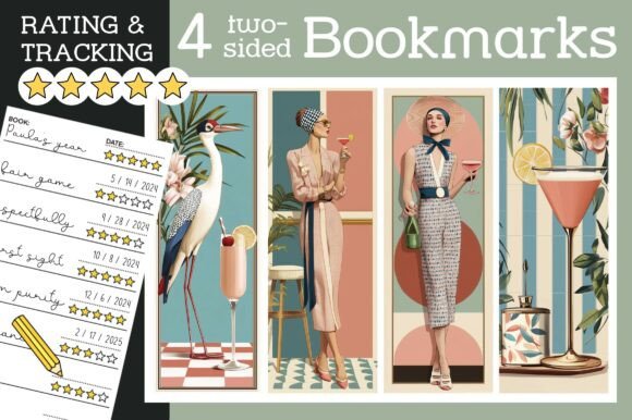 Art Deco Bookmark Cocktail PNG