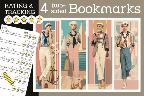 Art Deco Bookmarks Sailor PNG Design