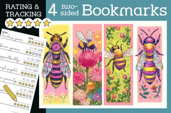 Bee Bookmark Flower Pink Cute Bookmarks