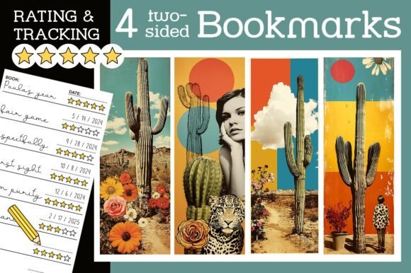 Cactus Bookmark Retro Flower Bookmarks: A Stylish Way to Track and Rate Your Reading Journey
