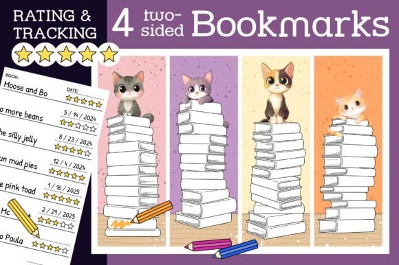 Cat Bookmark for Kids PNG