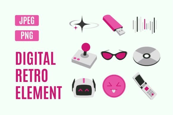 Embrace the Digital Nostalgia Icon Set for Timeless Design Projects