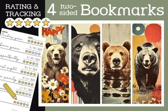 Grizzly Bear Bookmark Retro Bookmarks: A Unique Way to Track and Rate Your Reading Journey