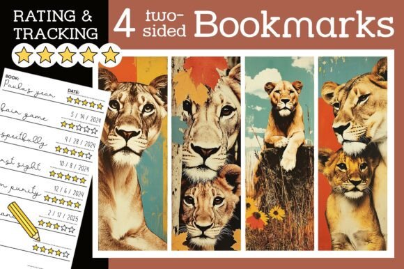 Lioness Bookmark Retro Lion Bookmark PNG: A Versatile Tool for Book Lovers and Creators