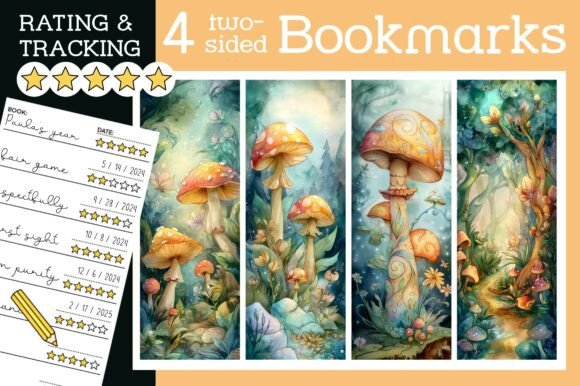 Mushroom Bookmark Watercolor Bookmarks: A Unique Way to Track and Rate Your Readings