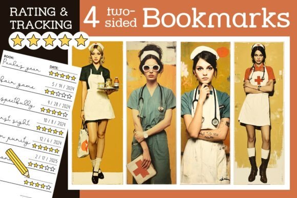 Nurse Bookmark Pinup Retro Bookmarks PNG