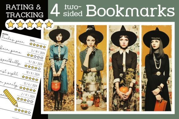 Retro Halloween Bookmark Witch Bookmarks: A Magical Addition to Your Reading Experience