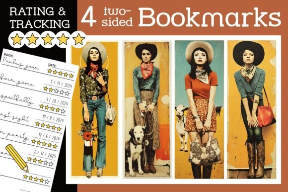 Retro Western Bookmark Cowgirl Bookmarks