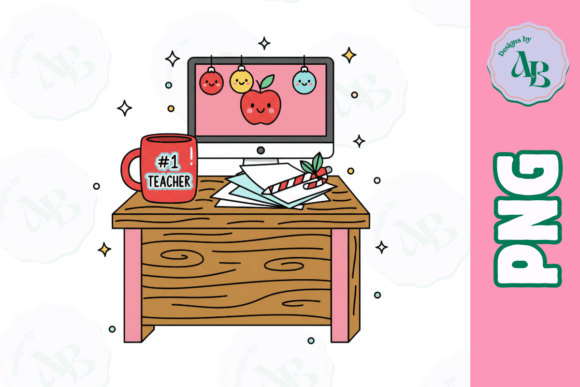 Teacher Christmas Desk PNG